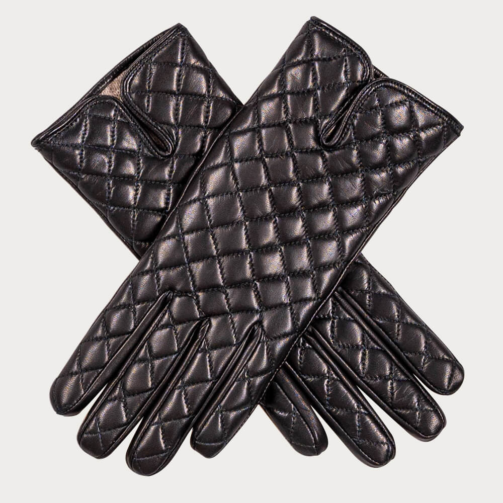 Quilted Cashmere Lined Leather Gloves