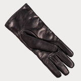 Black Quilted Cashmere Lined Leather Gloves