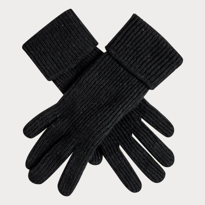 Men’s Black Rib Knit Cashmere Gloves