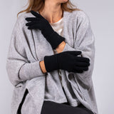 Ladies Black Rib Knit Cashmere Gloves