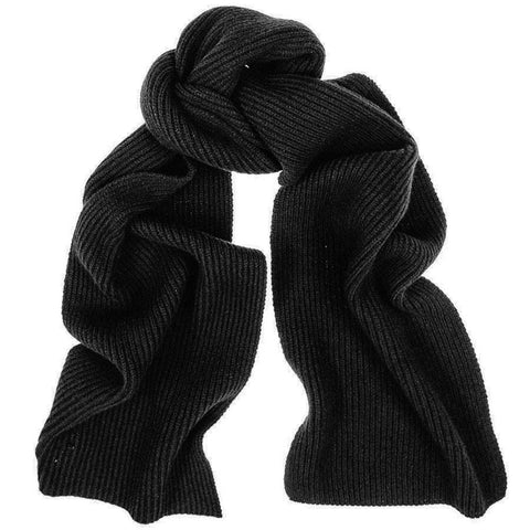 Black Rib Knit Cashmere Scarf