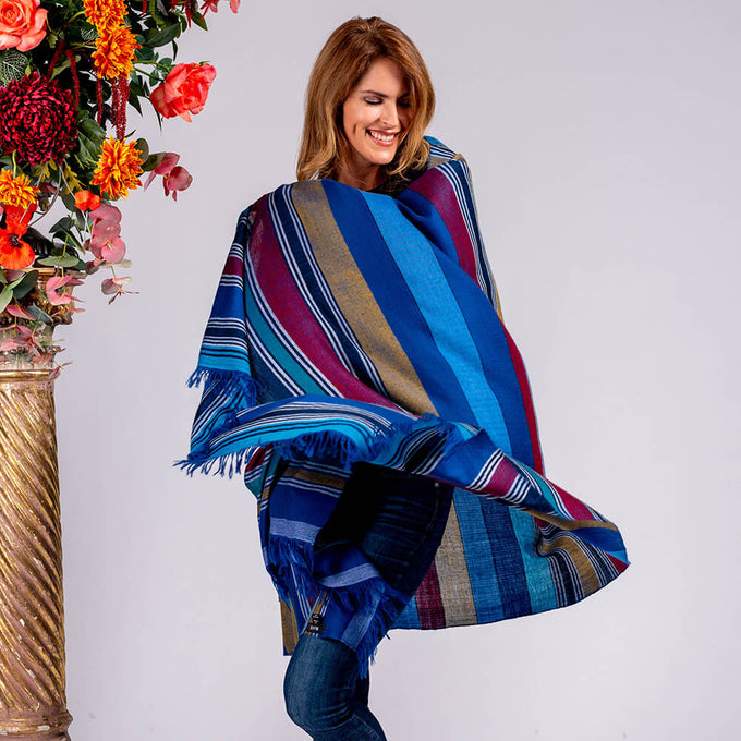 Multi Striped Cashmere Ring Shawl