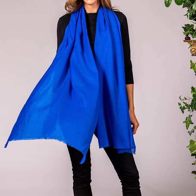 Sapphire Blue Cashmere and Silk Wrap