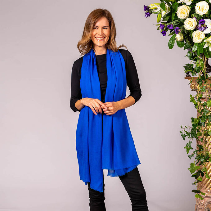 Sapphire Blue Cashmere and Silk Wrap