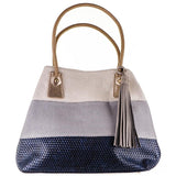 Colour Block Poly Cotton Beach Bag