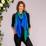 Emerald to Sapphire Cashmere and Silk Beach Wrap