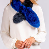 Short Electric Blue and Anthracite  Baby Alpaca Scarf