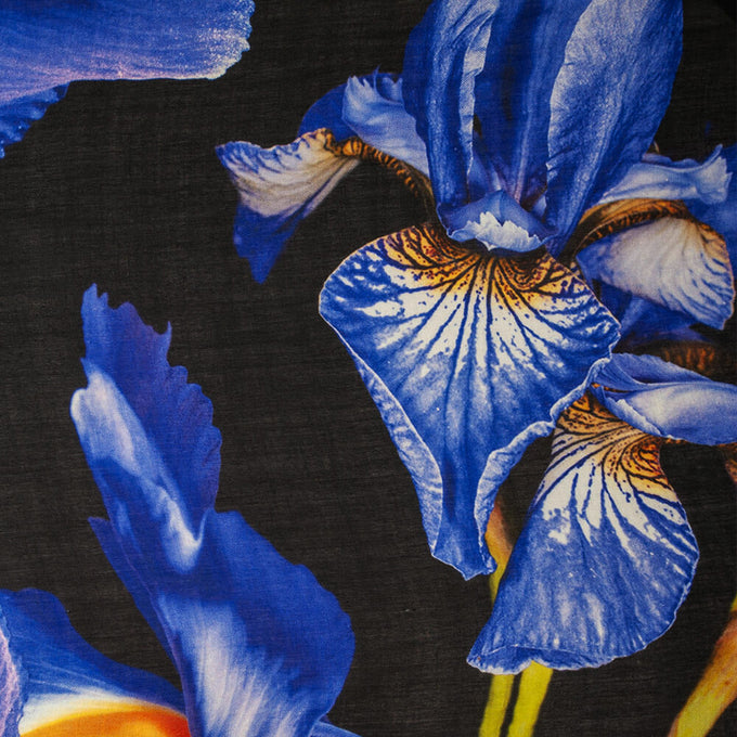 The Floral Trilogy - Blue Iris Cashmere and Silk Wrap