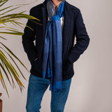 Trinity Blue on Blue Wool and Silk Scarf