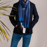 Trinity Blue on Blue Wool and Silk Scarf