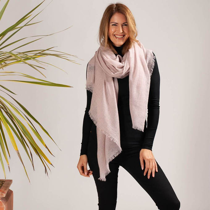Blush Gossamer Cashmere Shawl
