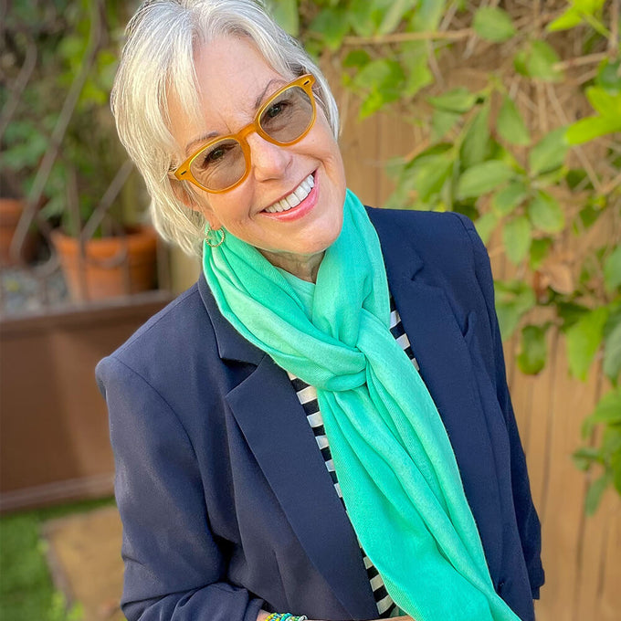 Pine to Mint Green Cashmere and Silk Wrap