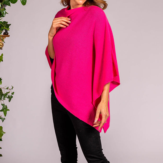 Paradise Pink Knitted Cashmere Poncho