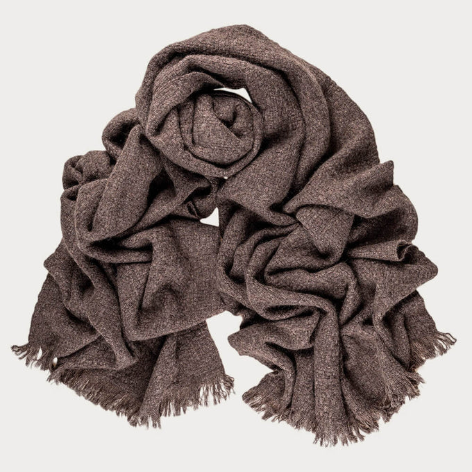 Super Luxe Cocoa Brown Basket Weave Cashmere Shawl