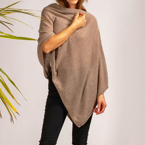 Light Brown Knitted Cashmere Poncho