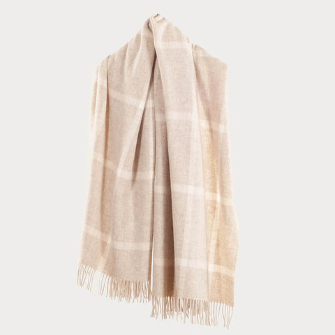 Natural and Ivory Merino Wool Blanket Scarf