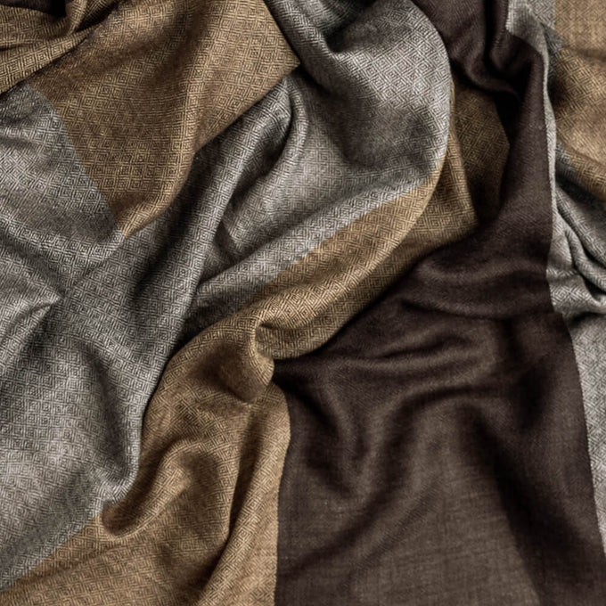 Hayward Brown and Grey Silk and Wool Scarf