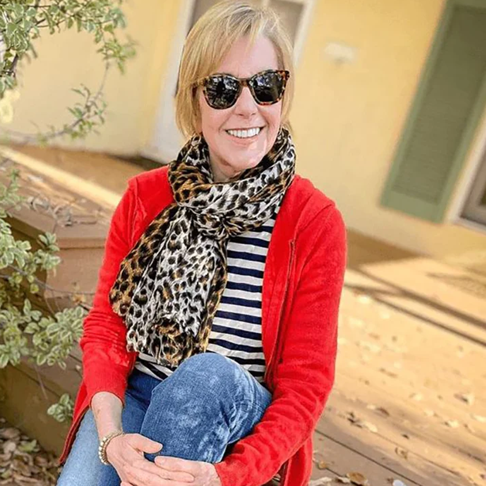 Brown Leopard Print Cashmere and Silk Scarf