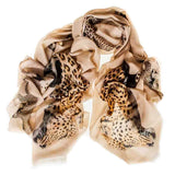 Cream Cashmere and Silk Leopard Beach Wrap