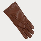 Hazelnut Brown Quilted Cashmere Lined Leather Gloves