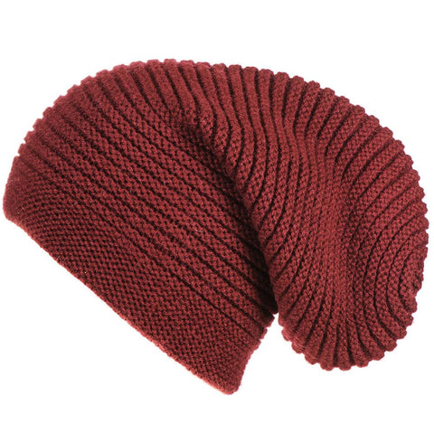 Burgundy Cashmere Slouch Beanie Hat