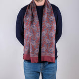 Latona Burgundy and Navy Italian Paisley Silk Scarf