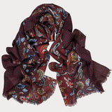 Soranus Burgundy Paisley Italian Wool Scarf
