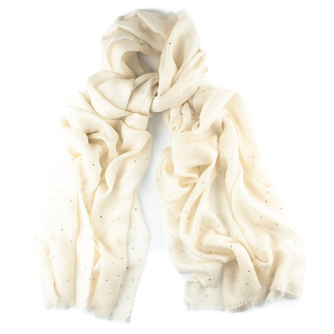 Cream Swarovski Crystal Scattered Wrap in Cashmere and Silk
