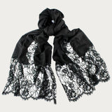 Black Cashmere and Chantilly Lace Shawl