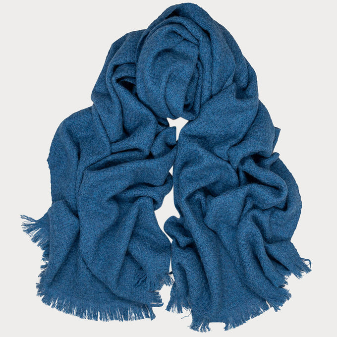 Super Luxe Celestial Blue Basket Weave Cashmere Shawl