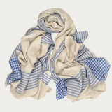 Chester Blue and Oyster Wool and Silk Scarf