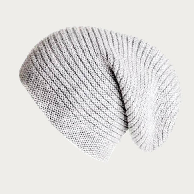 Cloud Grey Cashmere Slouch Beanie Hat