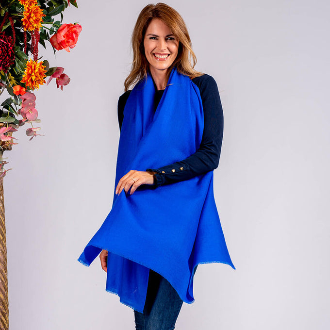 Cobalt Blue Handwoven Cashmere Shawl