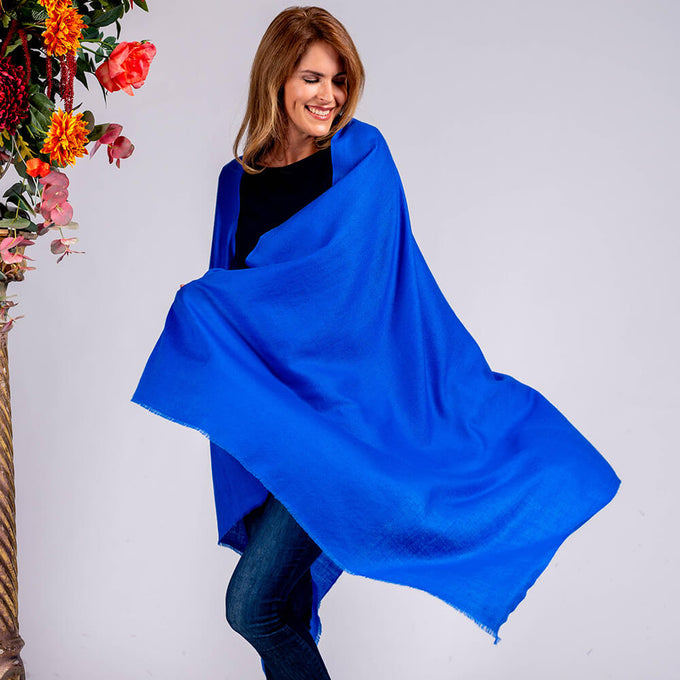 PRE ORDER: Cobalt Blue Handwoven Cashmere Shawl