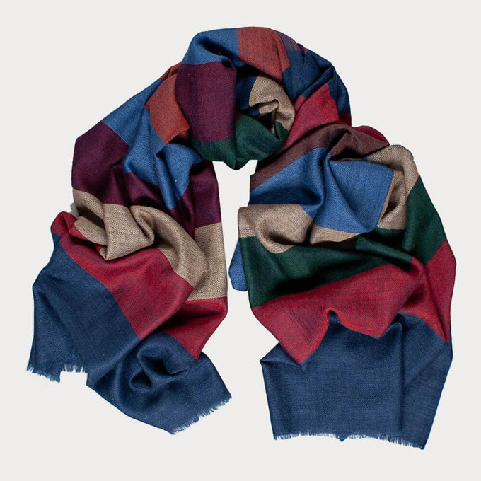 Compton Multi Colour Silk and Wool Scarf