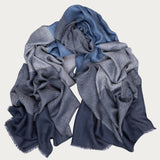 Cranleigh Blues and Grey Wool and Silk Scarf