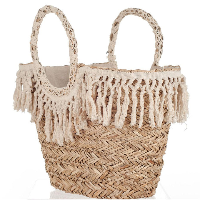 Mykonos Natural and Cream Straw Tote