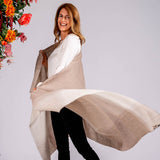 Cream and Caramel Cashmere Ring Shawl