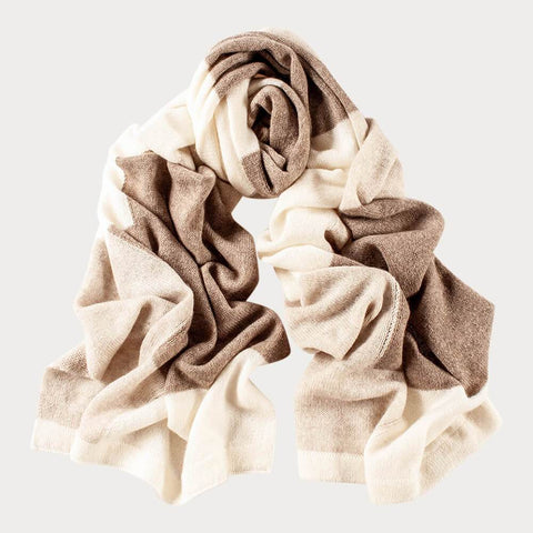 Coffee and Cream  Patchwork Cashmere Scarf