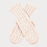 Latte Chunky Cable Knit Cashmere Mittens