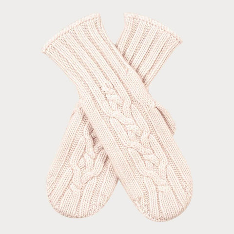 Latte Chunky Cable Knit Cashmere Mittens