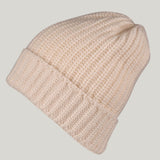Ribbed Cream Cashmere Slouch Beanie Hat