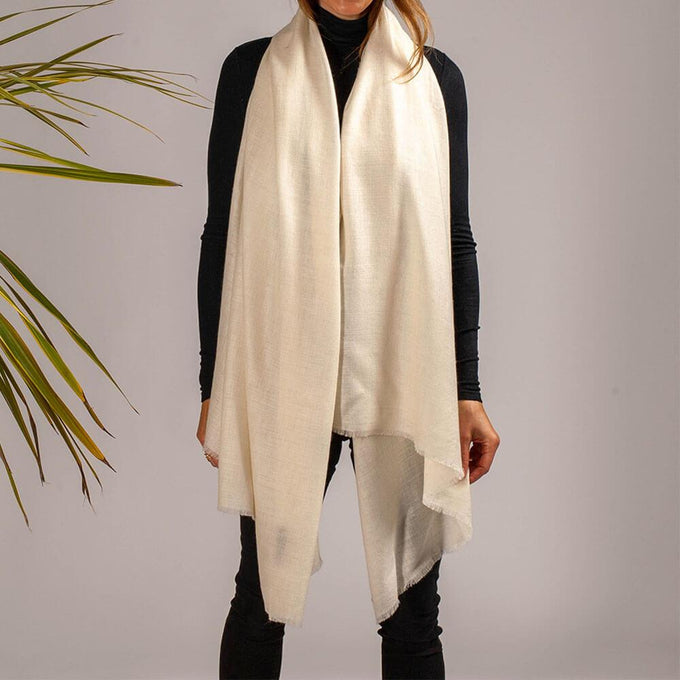 Classic Ivory Cashmere Shawl