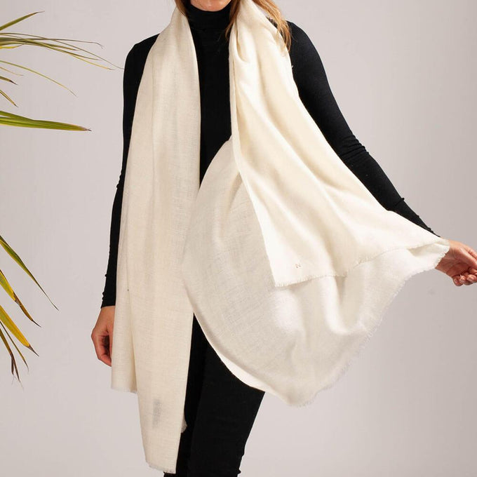 Classic Ivory Cashmere Shawl