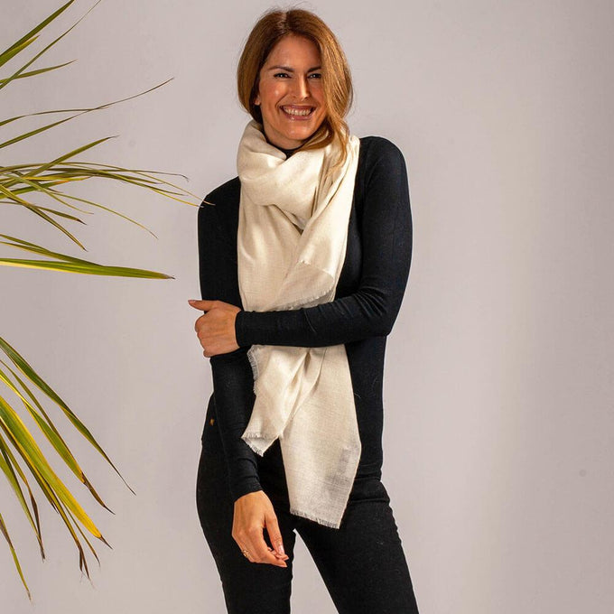 Classic Ivory Cashmere Shawl