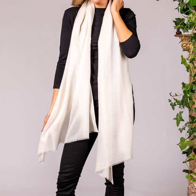 Classic Ivory Cashmere and Silk Wrap