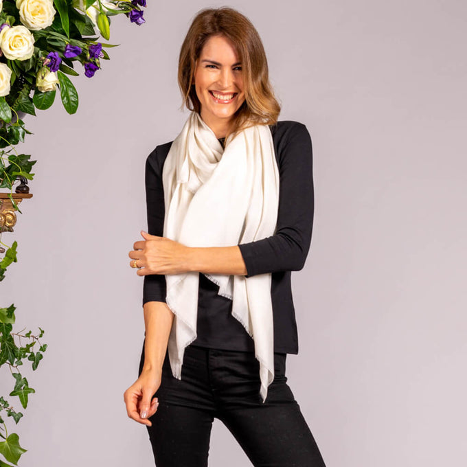 PRE ORDER: Classic Ivory Cashmere and Silk Wrap