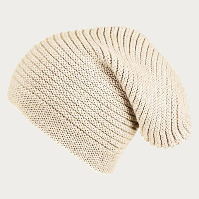 Cream Cashmere Slouch Beanie Hat