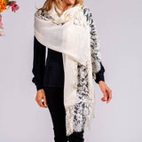 Cream Cashmere and Chantilly Lace Shawl