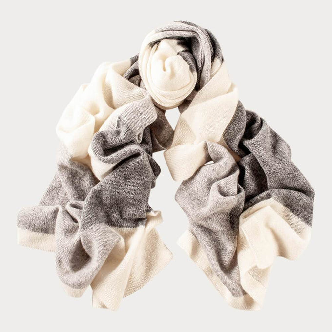 Greys and Ivory Patchwork Cashmere Scarf